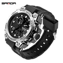 SANDA Brand Men's Watch Military Outdoor Sports Waterproof Watches Dual Display Quartz LED Digital Clock Relogio Masculino