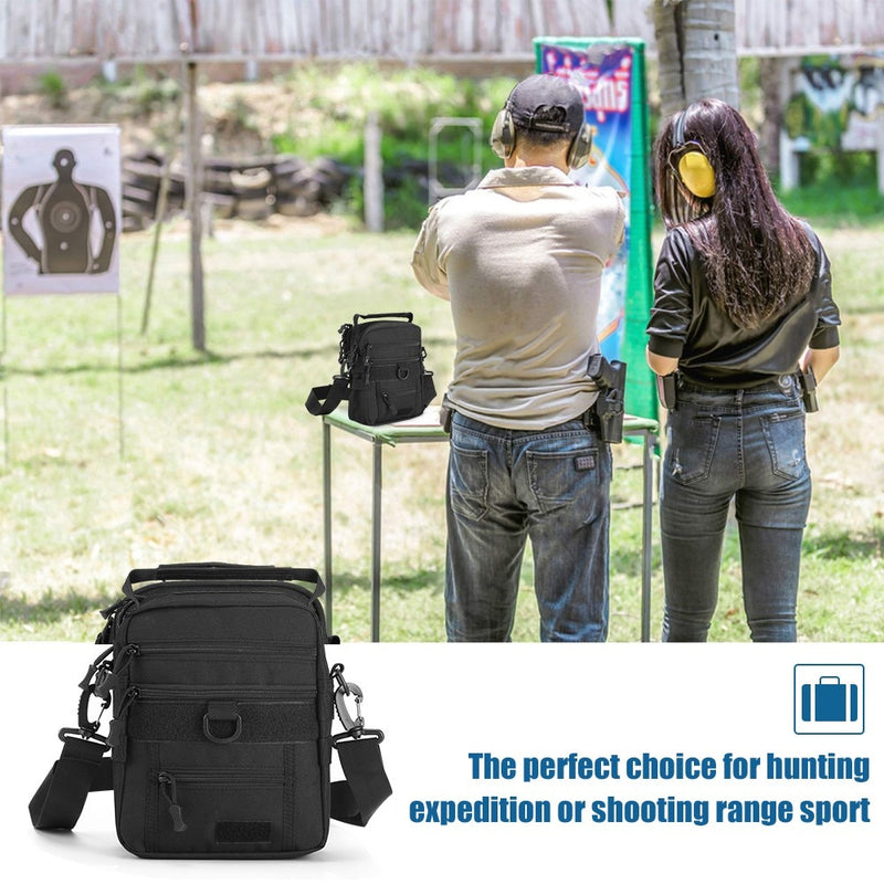Tactical Gun Bag Pistol Carry Pouch Military Handgun Shoulder Sling Bag Gun Holster Pouch Messenger Bag Adjustable EDC Tool Pack