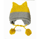 BomHCS Cute Fox Ears Beanie Winter Warm 100% Gorro de punto hecho a mano