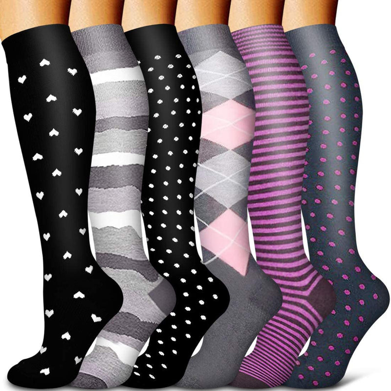 5/6 pares de calcetines de compresión para hombres y mujeres, recuperación de la circulación, venas varicosas, enfermería, viajes, correr, senderismo, calcetines deportivos