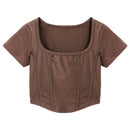 Korean Style Y2k Striped Stitching T-shirt Women 2 In 1 Shrug Set Co-ord Crop Shrug and Corset Tank Tops Set