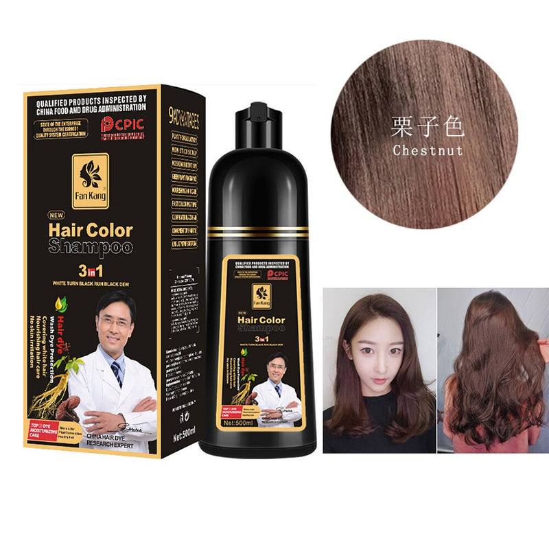 500ml Essence Black Hair Dye Shampoo Covering Hair Permanent Hair Color Dye Shampoo Natural Argan Oil Essence Instant