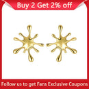 Lotus Fun Real 925 Sterling Silver Natural Creative Handmade Designer Fine Jewelry Splashing Metal Stud Earrings for Women