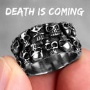 Stainless Steel Man Men Rings Punk Rock Gothic HipHop Domineering Multiple Skull Carving for Biker Male Boy Fashion Jewelry Gift