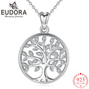 EUDORA 100% 925 Sterling Silver Tree of Life Pendant Necklaces with AAA Zircon Women Fashion Jewelry Gift For Girl Birthday D170