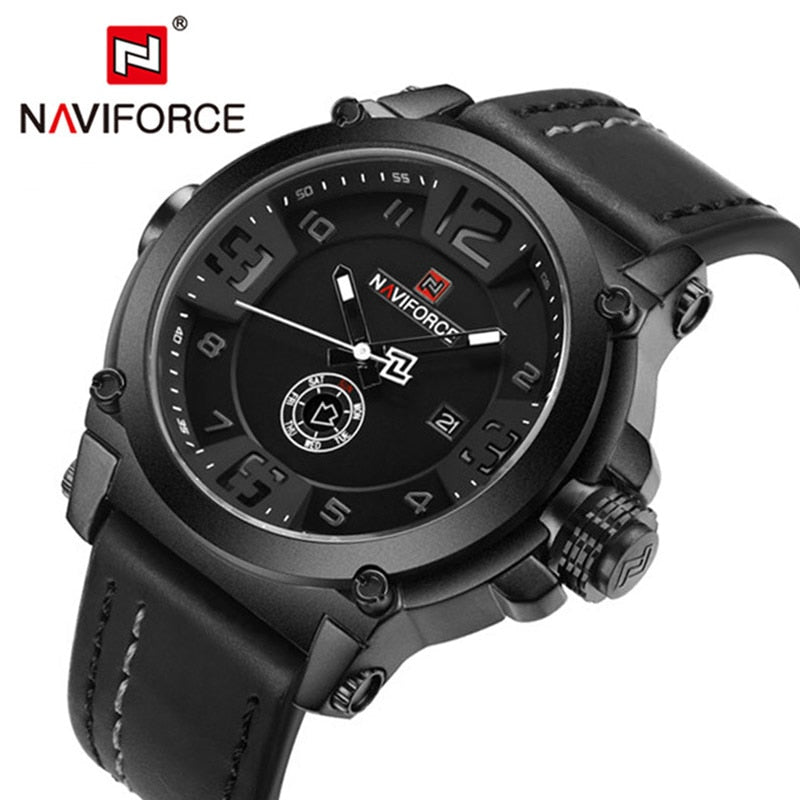 NAVIFORCE marca de lujo superior hombres deportes militar cuarzo reloj hombre analógico fecha reloj correa de cuero reloj Relogio Masculino