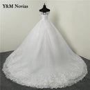 Real Vedio Luxury Lace Applique Plus Size Wedding Dress Embroidery 2022 New Long Train Sweetheart Bride Gown Vestidos De Noiva