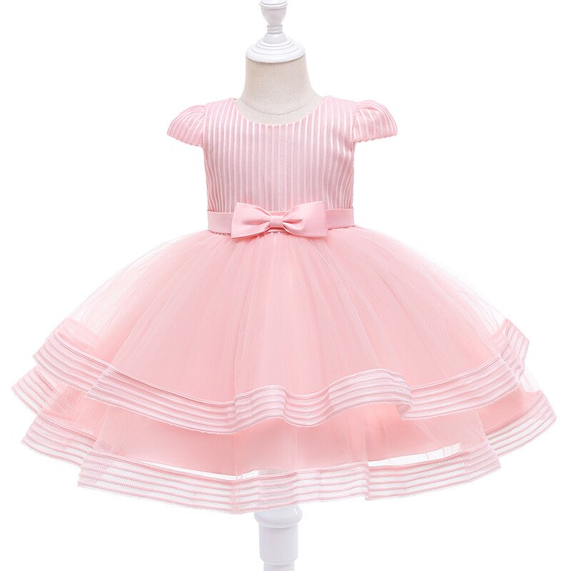 Tutu Beading Flower Baby Girl Dress For Wedding Party Sleeveless Infant Baby Dresses For 1st Birthday Toddler Baptism Clothes