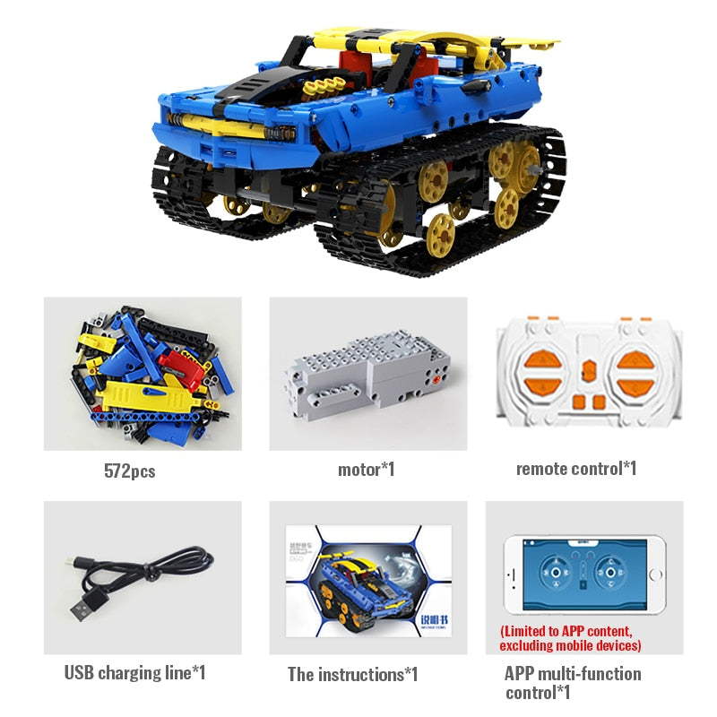 Stadt Offroad RC Rennwagen Elektrische Bausteine ​​​​APP Fernbedienung Tank Militär Ziegel Spielzeug für Kinder