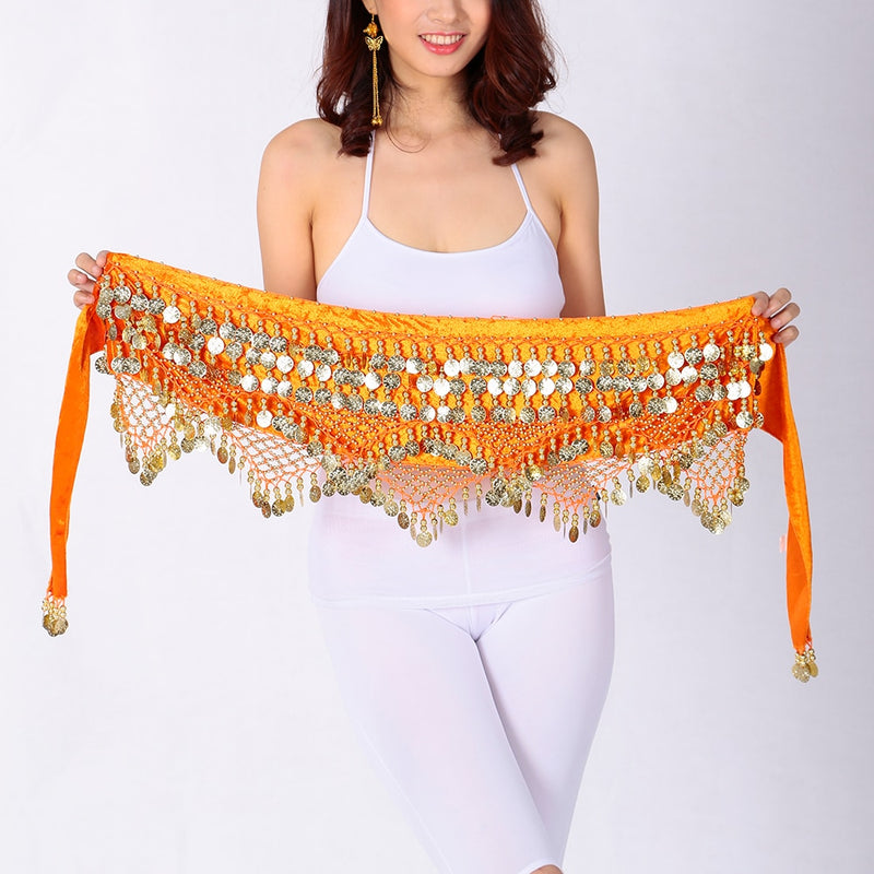 Cheap Dancewear Women Practice Clothing Triangle Hip Scarf Colorful Rhinestone Adjustable Fit 300 Gold Coins Belly Dance