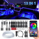 Luz ambiental para coche, aplicación de decoración Interior ambiental, Control de sonido, tiras Led de neón RGB inalámbricas, lámparas flexibles automáticas