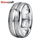 Mens Womens Fashon Jewlery Wedding Band Tungsten Carbide Finger Engagment Ring 8mm Domed Meteorite Inlay Comfort Fit