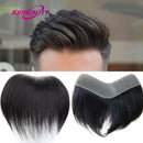 Men Toupee 100% Human Hair Piece V Loop Front Toupee for Men Thin Skin PU Men Wigs 6inch Remy Hair Replacement Natural Color