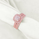 Newshe Double Halo Rose Gold 925 Silver Engagement Ring Bridal Set for Women AAAAA Cubic Zircon Romantic Wedding Jewelry