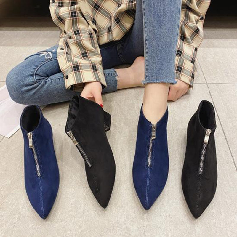 Botas de moda 2022, zapatos de invierno para mujer, botines de punta estrecha para mujer, zapatos de fiesta sexis para mujer, tacones cuadrados, negro, azul, A2976