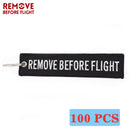REMOVE BEFORE FLIGHT Wholesale Keychain for Motorcycles and Cars Key Chains Jewelry 100 PCS Aviation Gifts Embroidery Key Chain