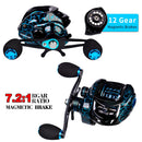 Fishing Baitcasting Reel All Metal Spool 18+1BB 10kg/22LB Max Drag Force Speed Ratio 7.2:1 Magnetic Metal Casting Fishing Reel