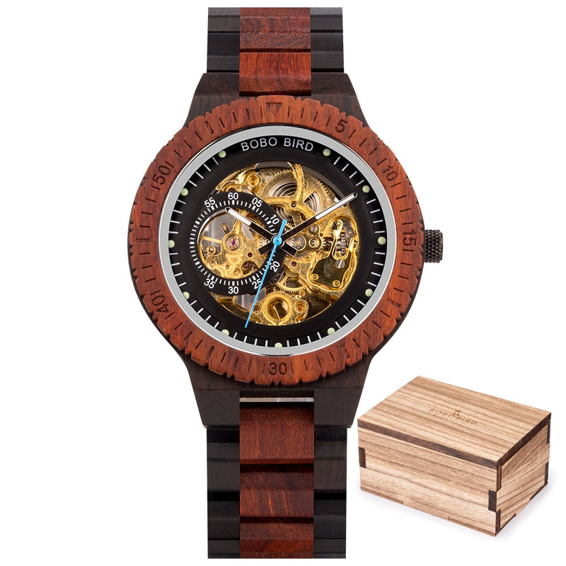 Reloj Mecánico de madera BOBO BIRD para hombre, relojes grandes para hombre, relojes de lujo de la mejor marca, relojes erkek kol saati, triangulación de envíos