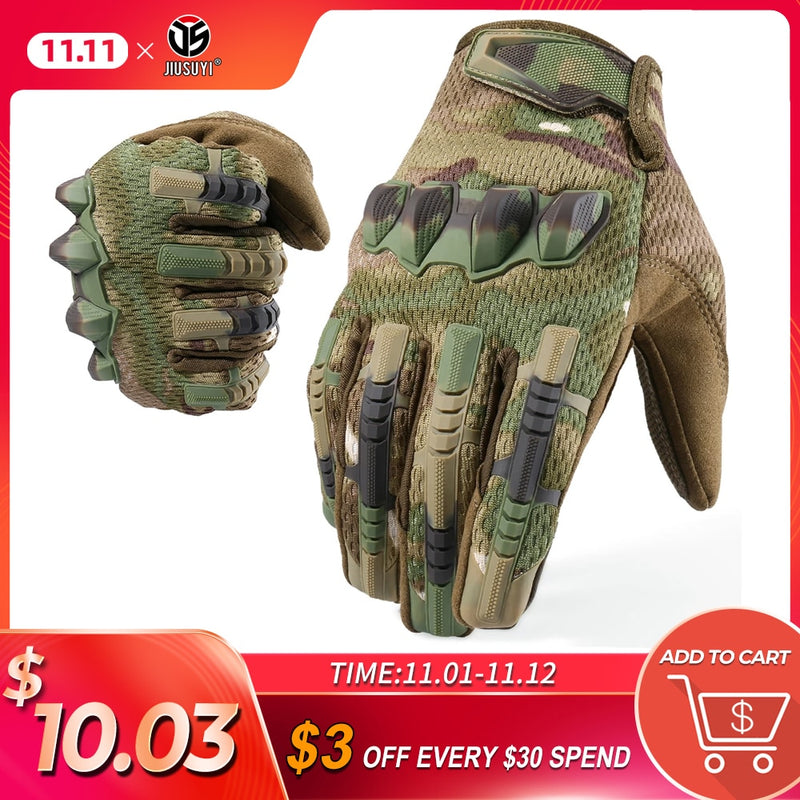 Multicam Tactical Military Full Finger Gloves Army Paintball Airsoft Combat Touch Screen Rubber Protective Glove Men Women New