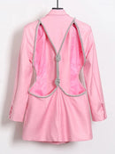 TWOTWINSTYLE Sexy espalda descubierta diamante Blazer Tops mujer solapa cuello manga larga Delgado ahueca hacia fuera abrigo de mujer moda 2022 nuevo