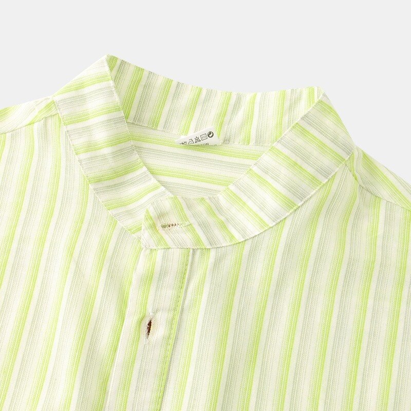 Camisas Para Hombre 2022 Summer New Striped Print Stand-up Collar Short-sleeved Shirt for Men