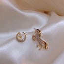New Elegant Unicorn Stud Earrings Women Rhinestone Cartoon Korean Jewelry Animal Ear Stud