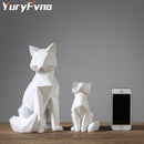 YuryFvna Simple White Modern Abstract Sculpture Fashion Geometric Fox Statue Desktop Ornaments Creative Gift