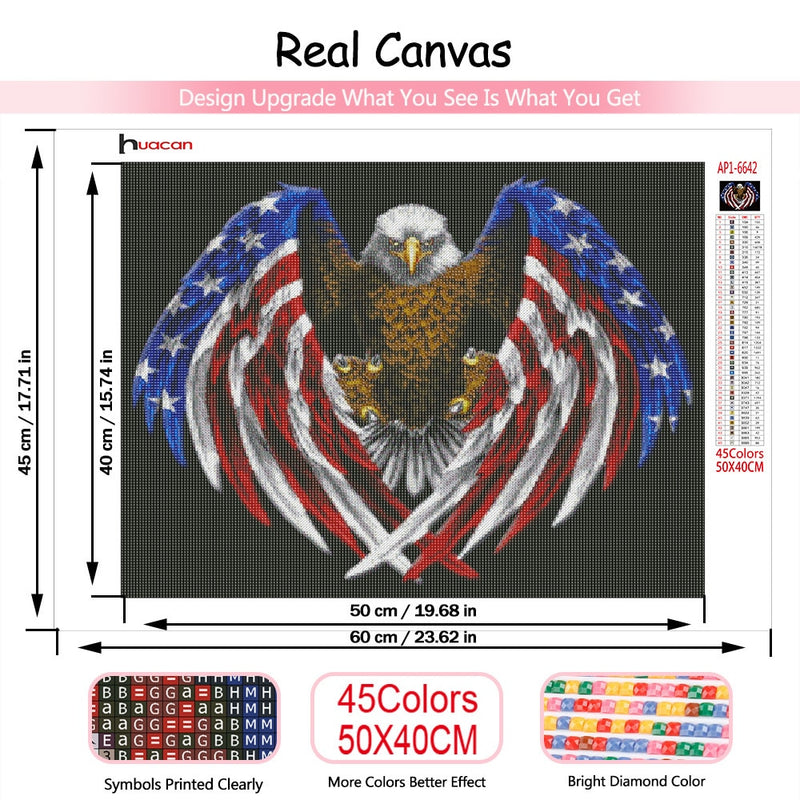 Huacan 5d Diamond Painting Kits Full American Flag Embroidery Eagle Mosaic Farmhouse Home Decor Handmade Gift