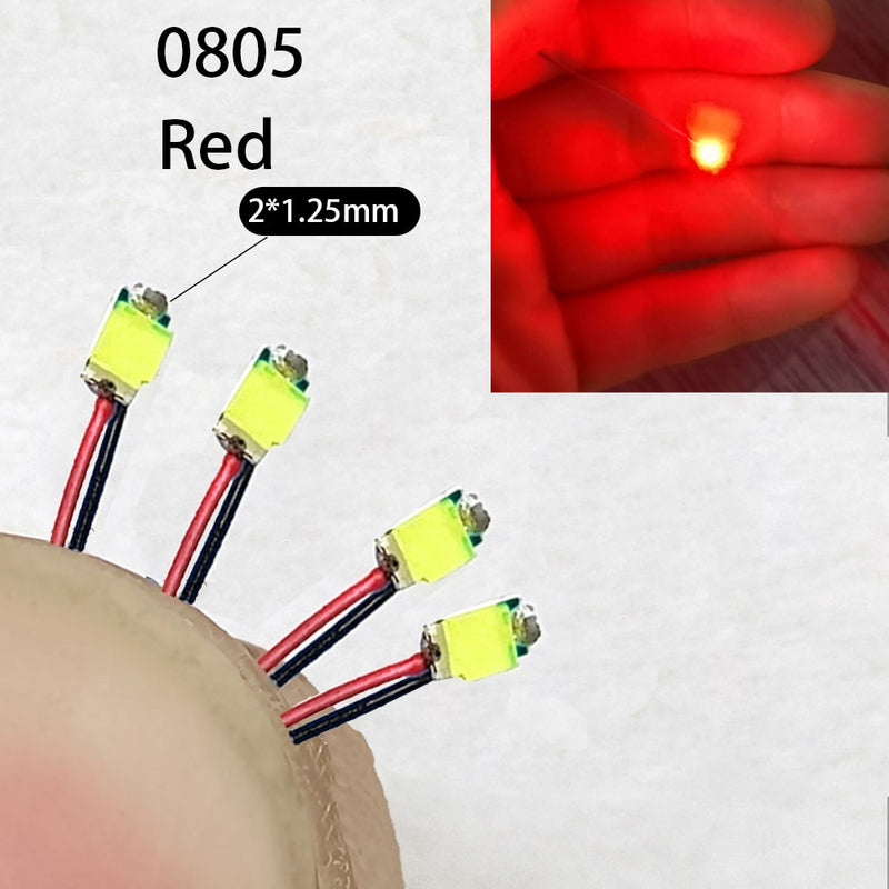 40 unids/lote 0402 0603 0805 1206 cable Led SMD para modelo de tren HO N OO escala rojo negro línea presoldado Micro Litz Diorama ferrocarril