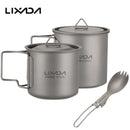 Lixada Titanium Cup Spork Camping Mug Picnic Utensils Heating Tableware Lightweight Outdoor Cooking Equipment Hiking Cookware