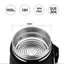 1100ml/650ml Portable Double Stainless Steel Vacuum Flask Coffee Tea Thermos Sport Travel Mug Large Capacity Thermocup