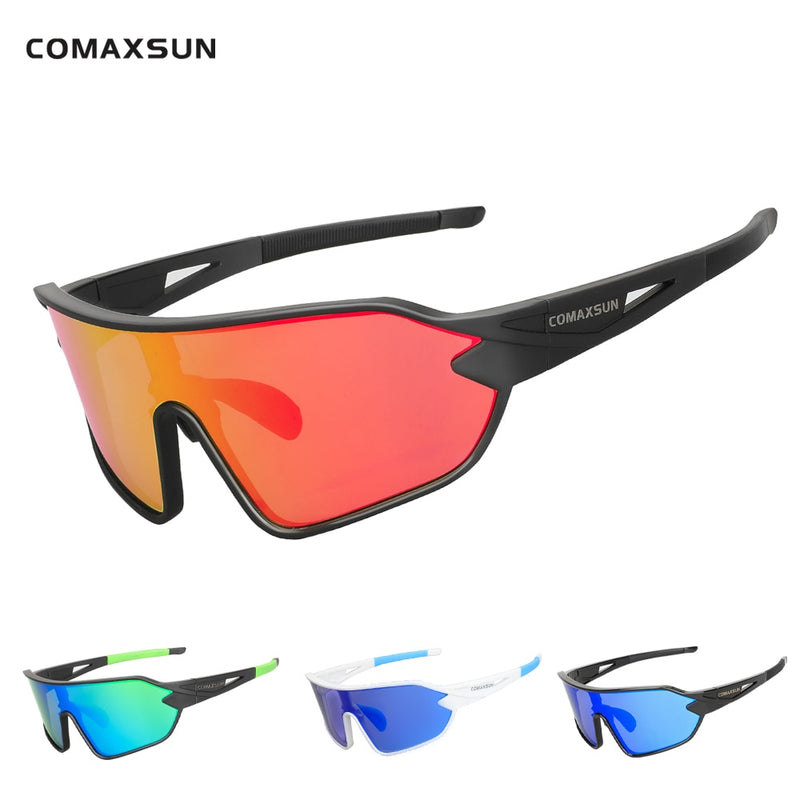 COMAXSUN Polarisierte Fahrradbrille 5 Linsen MTB Rennrad Sport Spiegel Sonnenbrille Reitbrille Anti-UV400 Fahrradbrille