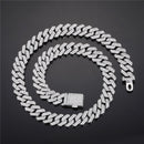 Hip Hop Iced Out Miami Zircon 15MM Bling Cuban Full Pave Strass Herren Halskette Silber Farbe Halsketten für Herren Schmuck