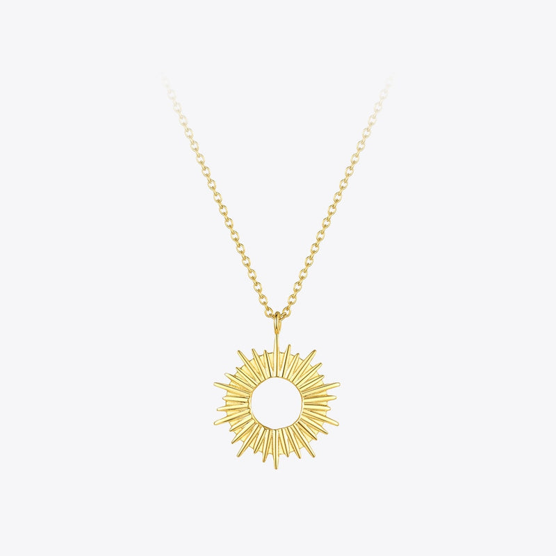 ENFASHION Sunshine Pendant Necklace Stainless Steel Gold Color Hollow Circle Sun Necklaces For Women 2020 Fashion Jewelry P3089