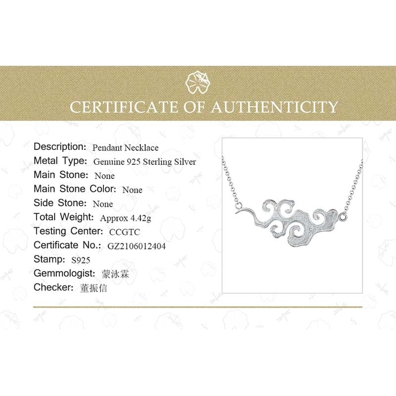 Lotus Fun Real 925 Sterling Silver Handmade Designer Original Fine Jewelry Sunset Cloud Pendant Necklace for Women