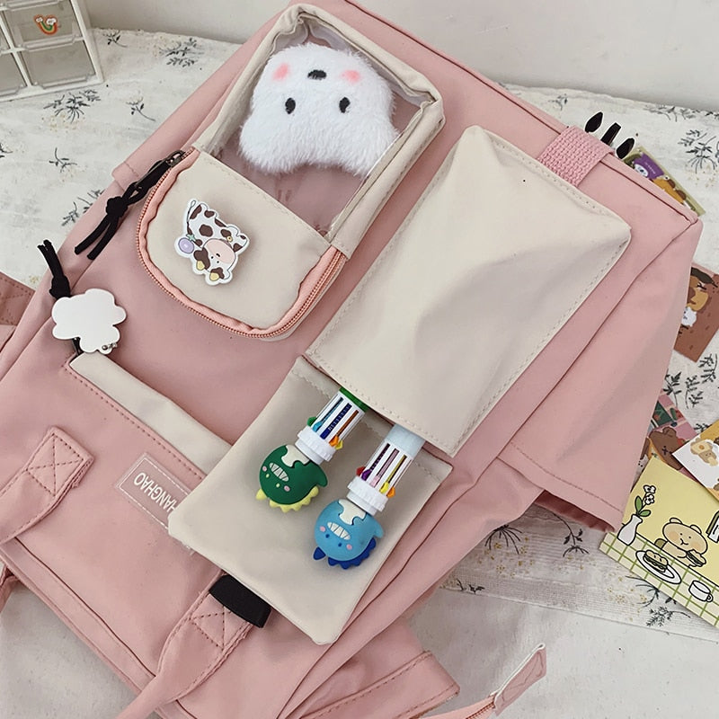 2021 Preppy Purple Backpack Women Waterproof Candy Colors Backpacks Fancy High School Bags for Teenage Girl Cute Travel Rucksack