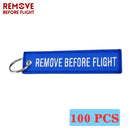 REMOVE BEFORE FLIGHT Wholesale Keychain for Motorcycles and Cars Key Chains Jewelry 100 PCS Aviation Gifts Embroidery Key Chain