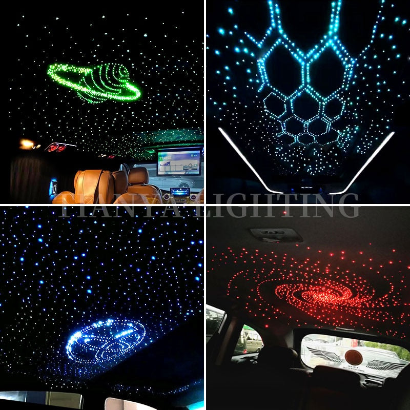 10W Car LED Starry Sky Ceiling Twinkle Fiber Optic Light Interior Decoration Roof Star Light Music Control Ambient Light