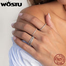 WOSTU Simple Rings 100% 925 Sterling Silver Shimmering Wish Stackable Ring For Women Wedding Original Fashion Jewelry Gift