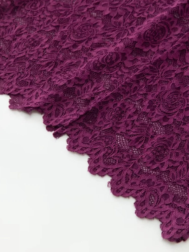 Seasixiang Fashion Designer Spring Summer Lace Pencil Dress Women Stand Collar Long Sleeve Hollow Out Elegant Party Dresses