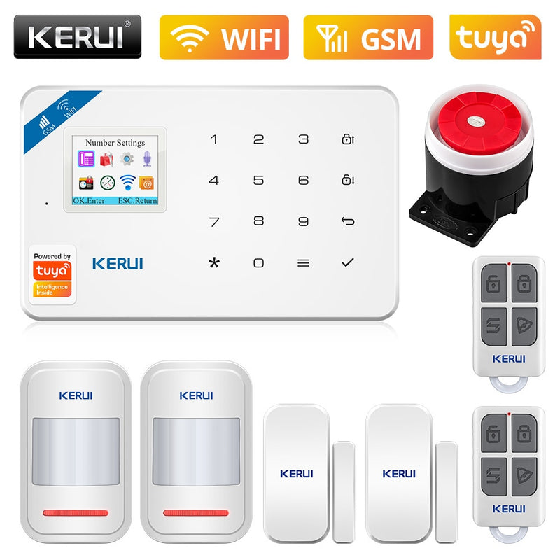 KERUI W181 WIFI GSM Home Security Tuya Smart Alarm System APP-Steuerung Drahtloser Türsensor PIR-Bewegungsmelder Einbruchalarm-Kit