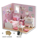 Diy Dollhouse Wooden Miniatures Doll House Furniture LED Lights House Building Kit Toys for Children Birthday Gifts