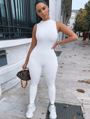 Kliou nuevo mono mujer elástico alto casual fitness deportivo mamelucos sin mangas cremallera activewear skinny traje de verano