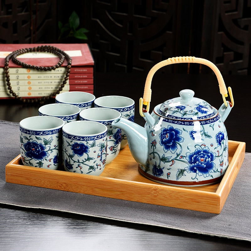 Hot Sale Yixing Ceramic Tea Set Tea Tray Outdoor Camping Mountaineering TeaSet Chinese Tea Ceremony NLSLASI tea pot and cup set