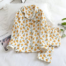 Pantalones de manga larga de otoño e invierno de nuevo estilo japonés, algodón de aire de algodón puro, pijamas cálidos para mujer, ropa de dormir de servicio a domicilio