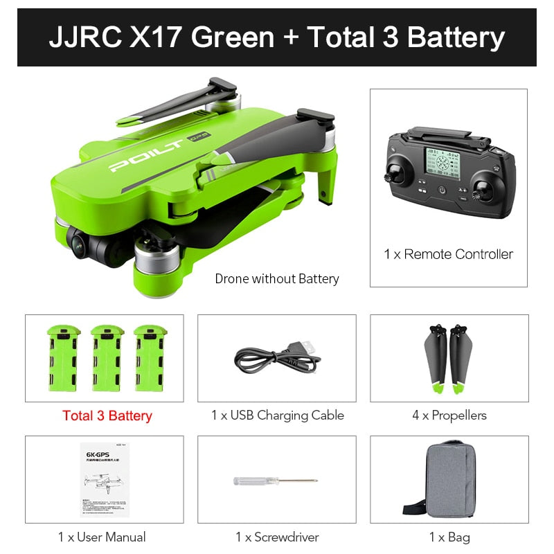 JJRC X17 6K GPS Drone con cámara 2 ejes Gambal Brushless Quadcopter HD Camera Drone 1km 30mins Vuelo RC Helicóptero VS KF101MAX