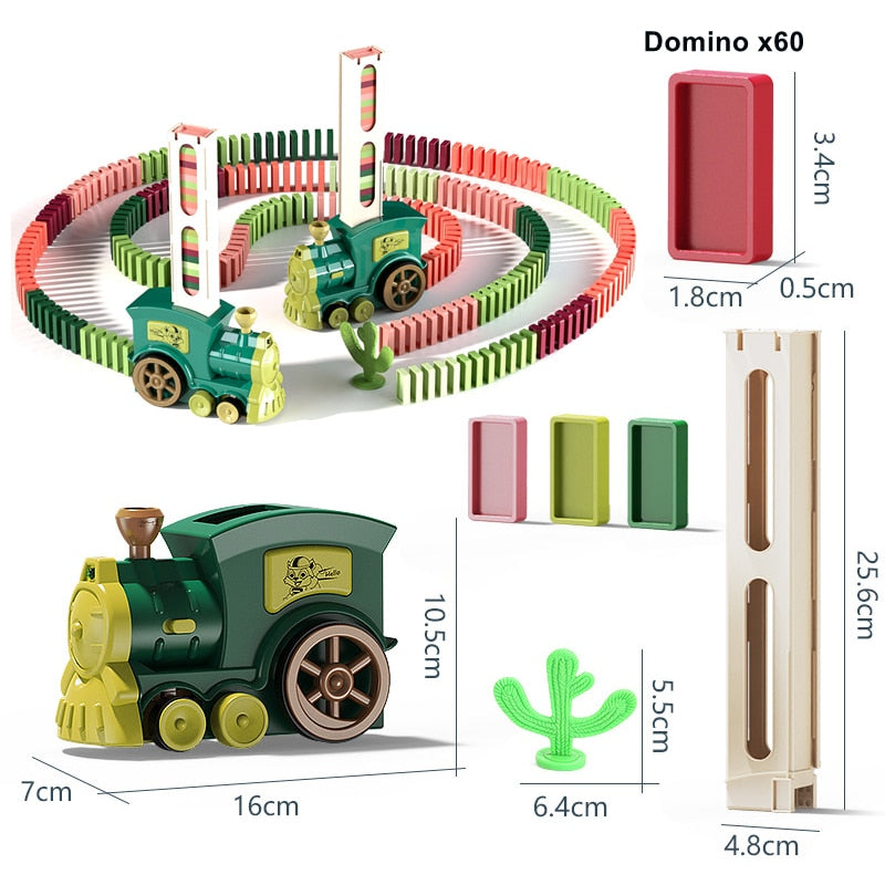 Kids Domino Train Car Set Sound Light Automatic Laying Domino Brick Colorful Dominoes Blocks Game Educational DIY Toy Gift