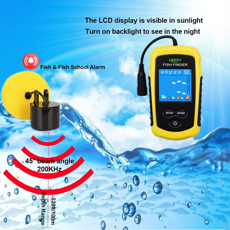 LUCKY FF1108-1 Alarm 100M Portable Sonar Fish Finders Fishing lure Echo Sounder Fishing Finder Alarm Transducer Lake Sea Fishing