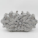 Boutique De FGG Dazzling Crystal Women Evening Metal Clutches Bag Hardcase Wedding Party Flower Bridal Handbag Clutch Purse