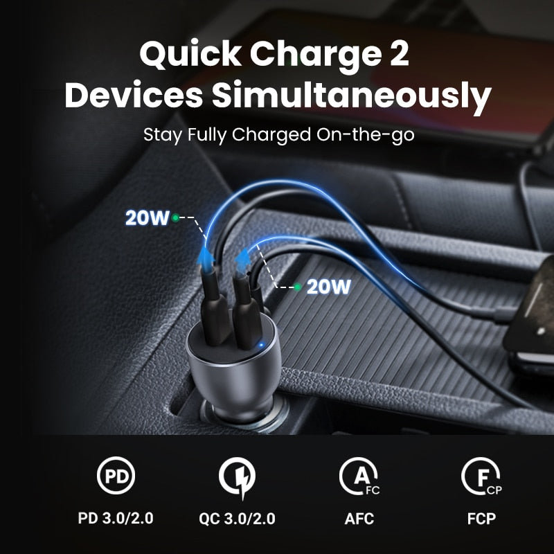 Ugreen 36W Quick Charge 4.0 3.0 QC USB Autoladegerät für Xiaomi QC4.0 QC3.0 Typ C PD Autoladegerät für iPhone 11 X Xs 8 PD Ladegerät